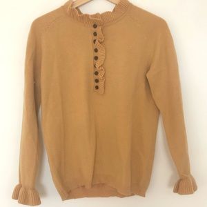 Mustard/Yellow/Tan Pullover Sweater with Ruffle details - Never Been Worn